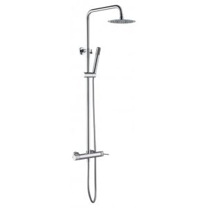 Columna de ducha extensible, termostatico rociador extraplano color cromo