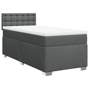 vidaXL cama box spring con colchón tela gris oscuro 90x190 cm