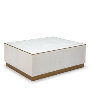 Mesa de centro 120x100x45 madera blanco, metal dorado