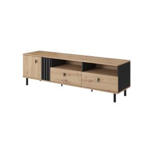 Mueble de tv - roble artesano + antracita negra - 165,1 cm - diseño industr