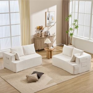 Sofá modular curvo de 4 plazas terciopelo blanco para salón