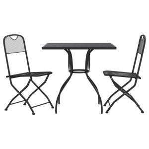vidaXL juego de comedor de jardín 3 pzas malla metálica gris antracita