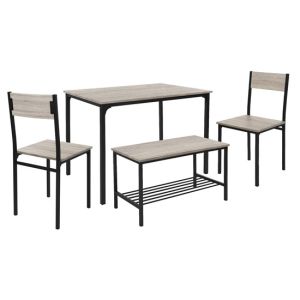 Conjunto de comedor de 4 piezas roble sonoma 2 sillas, 1 mesa, 1 banco