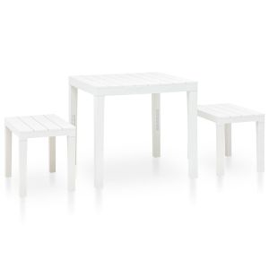 vidaXL mesa de jardín con 2 bancos plástico blanco