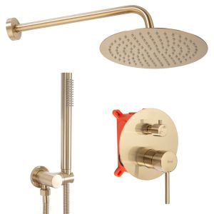 Rea juego de ducha oculto lungo gold matt + box, 36x16x36,5 cm