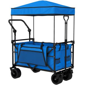 Carro de playa 125x59x133 cm metal, tela oxford color azul Outsunny