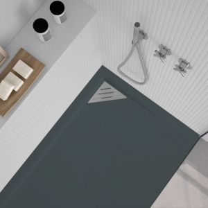 Plato de ducha resina trinity antracita  90x200 cm rejilla izquierda