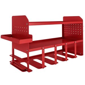Organizador herramientas jardín 61.8x23x32.7 cm metal color rojo Outsunny