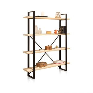 Estantería alta de 4 baldas 180 cm plank roble salvaje - negro