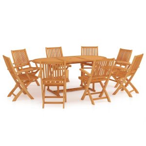 vidaXL conjunto de comedor de jardín 9 piezas madera maciza de teca