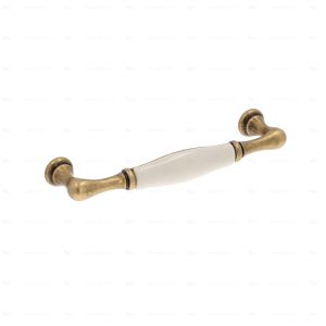 Tirador mueble de zamak y porcelana, dist entre centros 128mm lote de 6