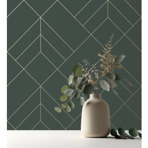 Papel pintado gaulan geométrico de rombos con líneas doradas  5.23m²