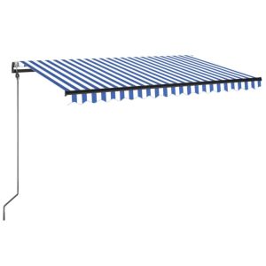 vidaXL toldo automático LED sensor de viento azul y blanco 300x250 cm
