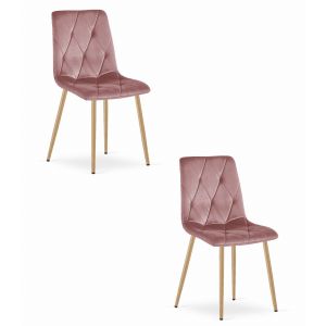 Silla valora tyra, terciopelo rosa, patas color madera (x2)