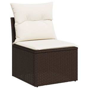vidaXL sofá de jardín sin reposabrazos con cojines ratán pe marrón