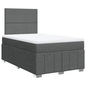 vidaXL cama box spring con colchón tela gris oscuro 120x200 cm