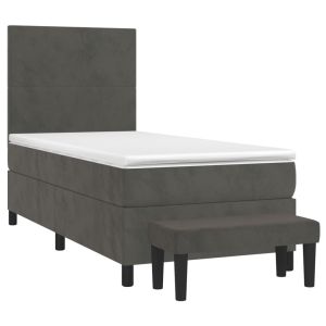 vidaXL cama box spring con colchón terciopelo gris oscuro 80x200 cm