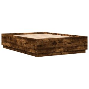 vidaXL estructura cama con luces LED madera roble ahumado 120x200 cm