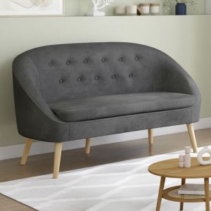 Sofá banco de terciopelo gris - 2 plazas - l 135 cm