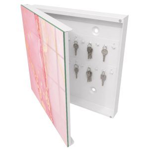 Armario llaves de pared 30x30x5 sueño rosa, apertura izquierda blanca