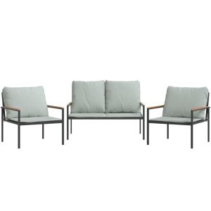 vidaXL juego muebles de jardín 3 pzas y cojines acero gris antracita