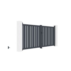 Pack portón abatible 3m a.140cm veymont + 2 postes eifel a.166cm gris