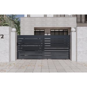 Puerta corredera 3m vogel al.180cm alu gris + 2 postes 20x20cm al.190cm