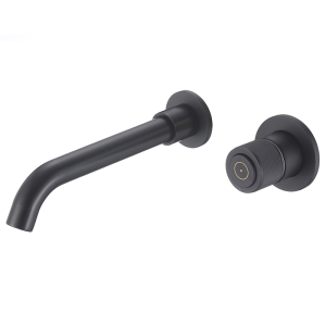 Valaz grifo de lavabo de botón redondo negro mate con caño de 21cm