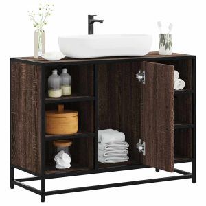 Armario lavabo baño madera ingeniería roble marrón 80x33x60 cm esb1811
