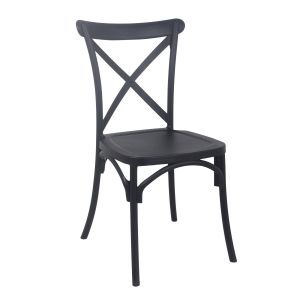 Oviala - silla de jardín apilable de plástico negro