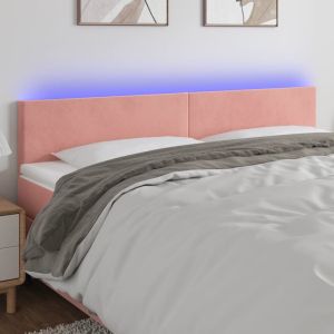 Cabecero con LED de terciopelo rosa 200x5x78/88 cm eso9782