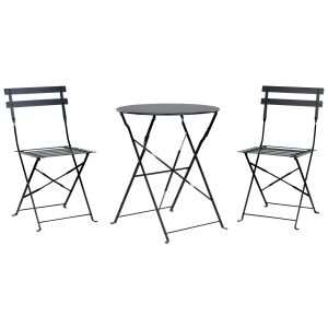 Conjunto de balcón plegable fiori metal negro
