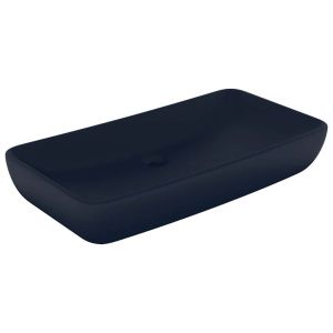 vidaXL lavabo rectangular de lujo cerámica azul oscuro mate 71x38 cm