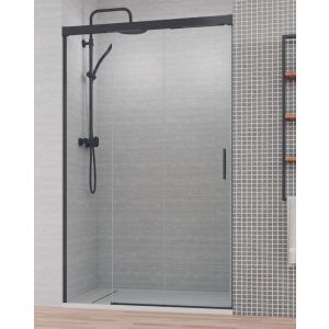 Mampara ducha frontal 3 cristales | negro 110 cm (adaptable 105,1-110cm)
