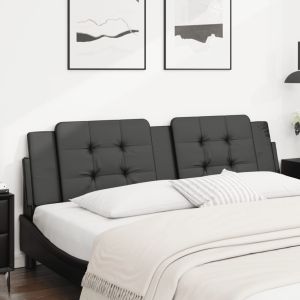 Cabecero de cama acolchado cuero sintético negro 180 cm eso4997