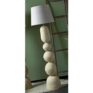 Lampara pie papel mache adom blanca 172cms. 50dx172 cms