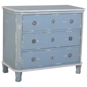 Cómoda de madera de color azul con 3 cajones 92x46x81h cm