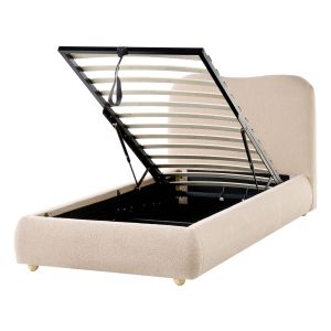Cama con almacenaje blagnac bouclé beige 90 x 200 cm