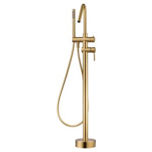 Grifería monomando exenta de bañera córcega oro cepillado