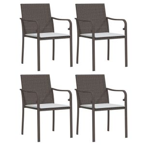 vidaXL sillas jardín y cojines 4 uds ratán sintético marrón 56x59x84cm