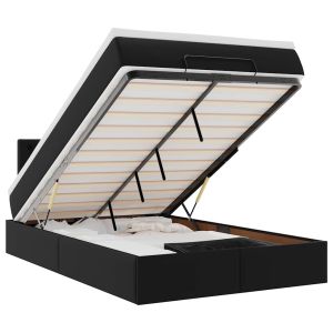 vidaXL estructura cama otomana colchón cuero sintético negro 120x200cm