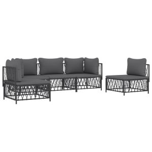vidaXL juego muebles de jardín 5 pzas y cojines acero gris antracita