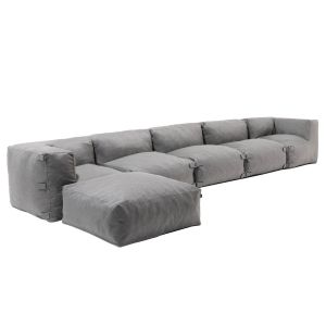 Oviala - sofá de esquina modular con 3 sillones 2 ángulos y 1 puff gris