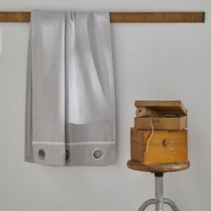 Cortina - hoy - encanto - algodón - gris claro - 140x240 cm - ojales