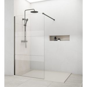 Panel fijo de ducha screen titanio decorado 116,5-118cm