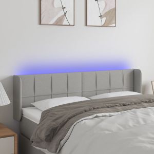 Cabecero con LED de tela gris claro 147x16x78/88 cm eso8904