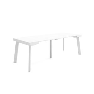 Mesa consola extensible, 58/222x90x73cm, blanco, patas de madera rf3019