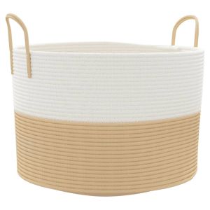 vidaXL cesta de almacenaje aLGodón beige y blanco ø51x33 cm