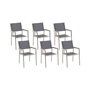 Conjunto de 6 sillas de jardín grosseto acero inoxidable gris