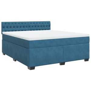 vidaXL cama box spring con colchón terciopelo azul 180x200 cm